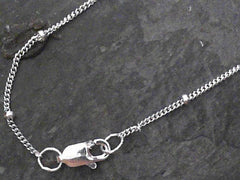 20" Sterling Silver 1mm Curb Chain with 1.9mm Beads