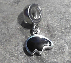 Small Sterling Silver Bear Charm with Onyx Made to Fit on PANDORA BRAC