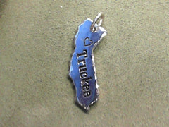 Sterling Silver California Pendant engraved with a heart and "Truckee,