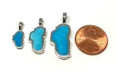 Small Sterling Silver Lake Tahoe Pendant with Turquoise. Measures appr