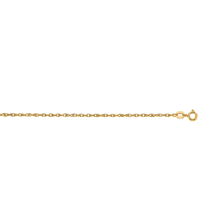 14K Gold 1.0Mm Machine Rope Chain (Carded)