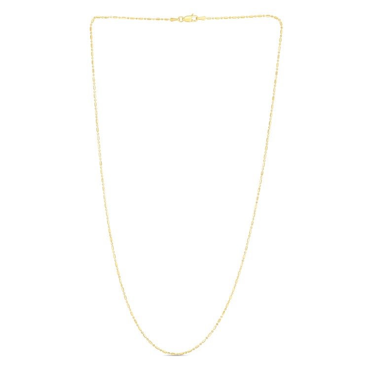 14K Gold 1.1Mm Diamond Cut Bar And Bead Chain