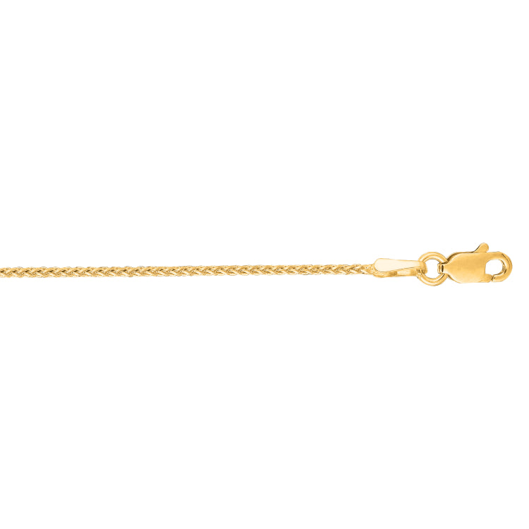 14K Gold 1.1Mm Diamond Cut Round Wheat Chain