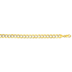 14K Gold 8.3Mm White Pave Curb Chain