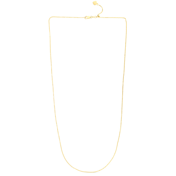 14K Gold 1.1Mm Adjustable Diamond Cut Cable Chain