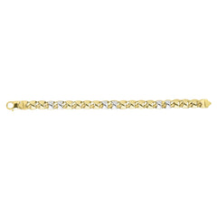 14K Yellow & White Gold Fancy Puffed Mariner Bracelet