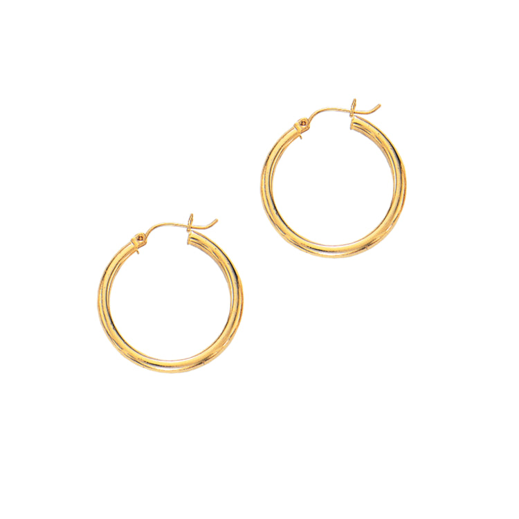14K Gold 3X25Mm Hoops