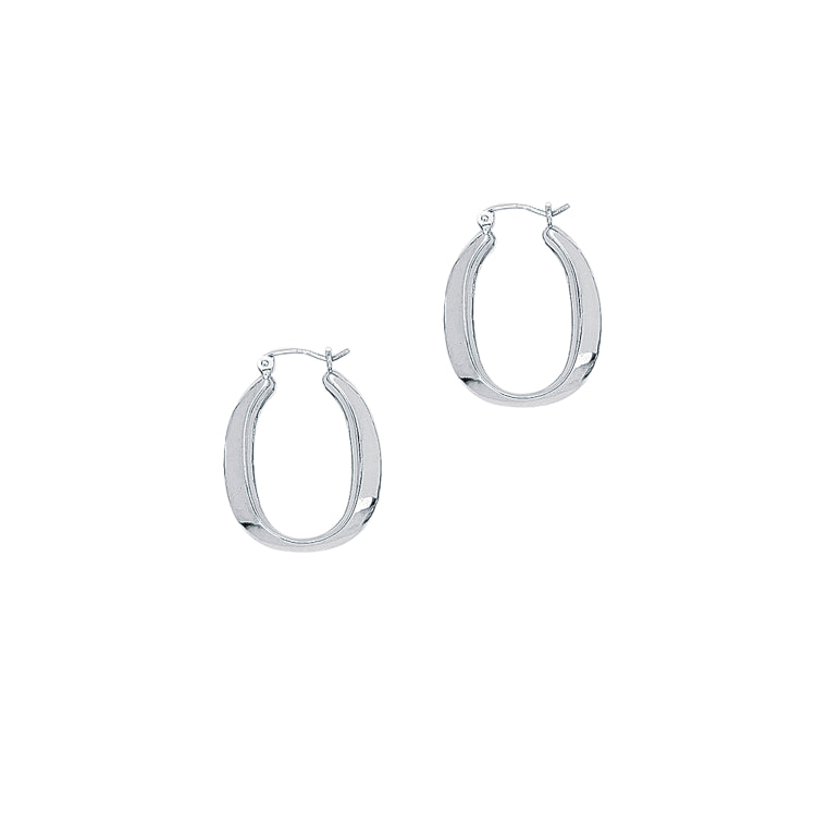 14K Gold Polished Oval Back To Back Hoop Earring