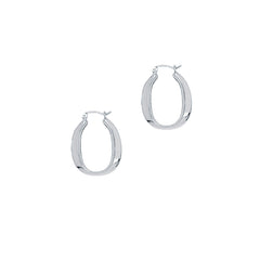 14K Gold Polished Oval Back To Back Hoop Earring