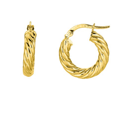 14K Gold 4X10Mm Twist Hoop Earring