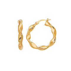 14K Gold Large Chubby Twist Hoop Earring