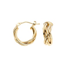 14K Gold Mini Braided Hoop Earring