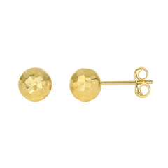 14K Gold 7Mm Diamond Cut Post Earring
