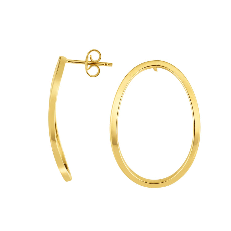 14K Gold Polished Open Ovalearring