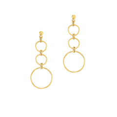 14K Gold Poloished Triple Circle Dangle Earring