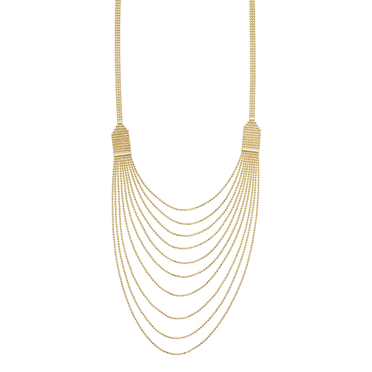 14K Gold Shimmering Bead Multistrand Necklace