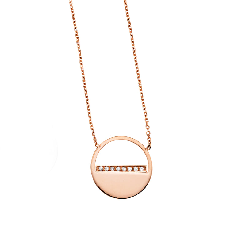 14K Gold Diamond Soho Half Disc Necklace