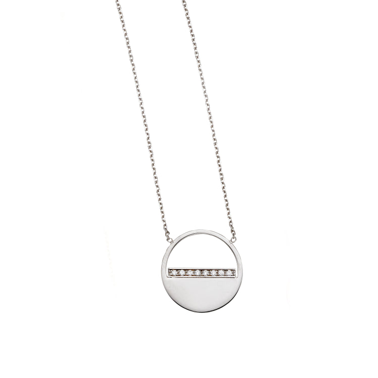 14K Gold Diamond Soho Half Disc Necklace