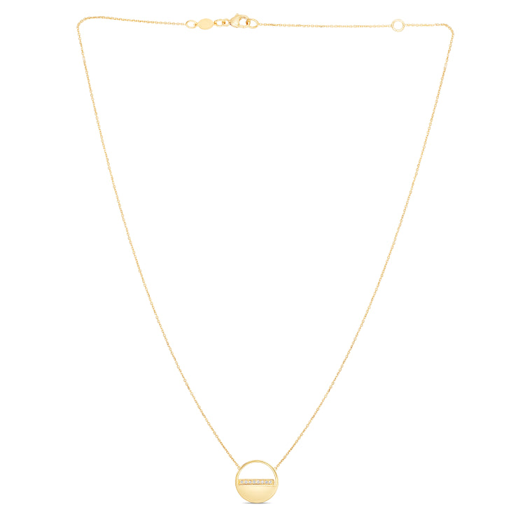 14K Gold Diamond Soho Half Disc Necklace