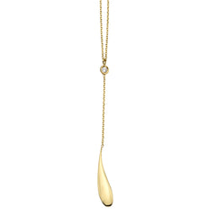 14K Gold Polished Tear Drop Diamond Necklace