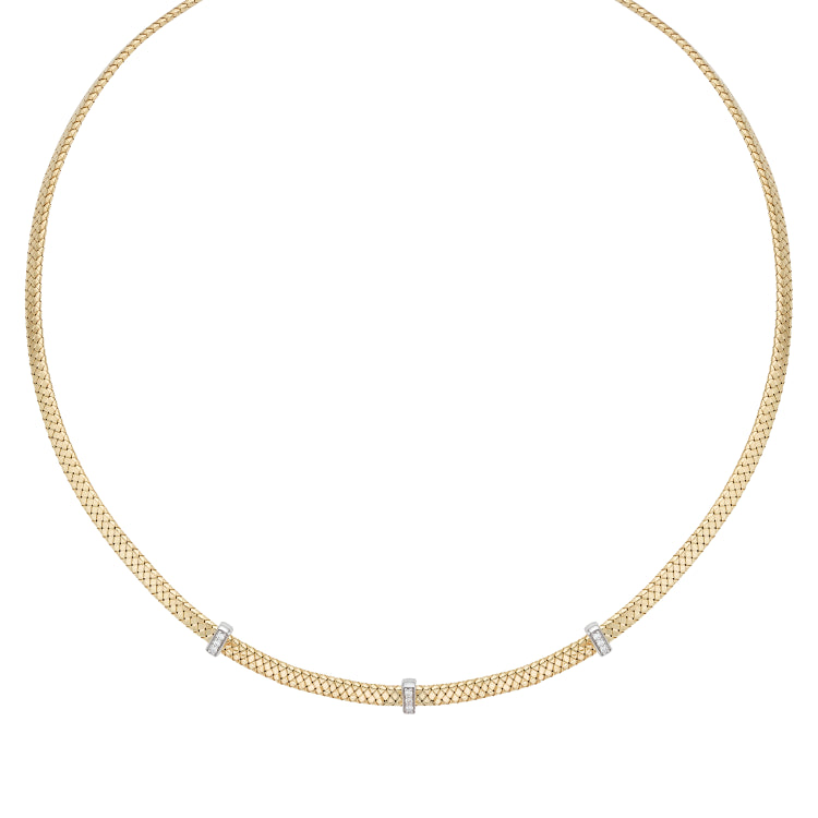 14K Gold Basketweave Diamond Accent Necklace