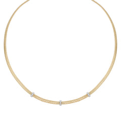 14K Gold Basketweave Diamond Accent Necklace