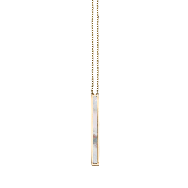 14K Gold Mother Of Pearl Bar Necklace