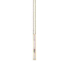 14K Gold Mother Of Pearl Bar Necklace