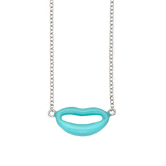 14K Gold Italian Kiss Tourquise Enamel Necklace