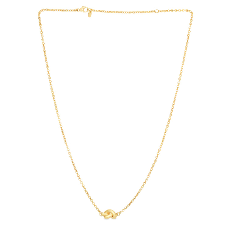 14K Gold Polished Puffed Love Knot Necklace