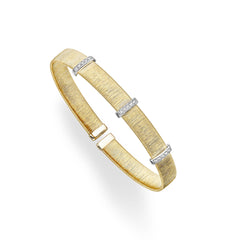 14K Gold Diamond .15Ct Italian Silk Cuff