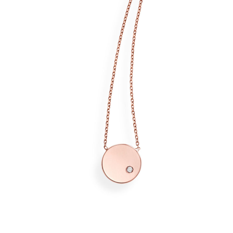 14K Gold Polished Soho Disc Diamond Necklace