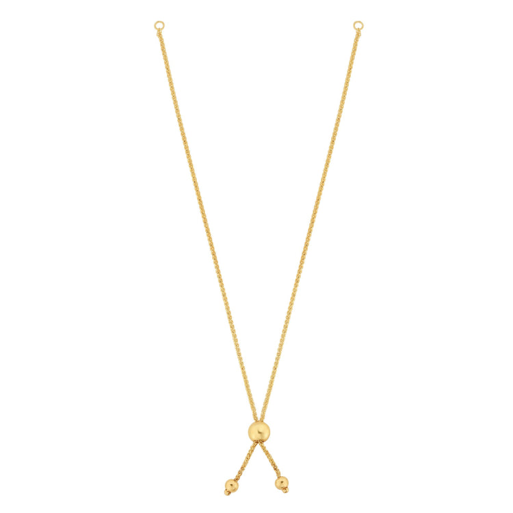 14K Gold Round Wheat Chain With Ball Slide Friendship Bracelet