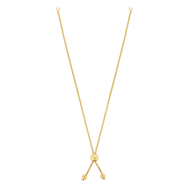 10K Gold Round Wheat Chain With Ball Slide Friendship Bracelet