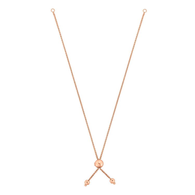 10K Gold Round Wheat Chain With Ball Slide Friendship Bracelet