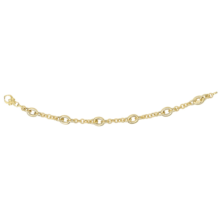14K Gold Oval Station Heritage Link Bracelet