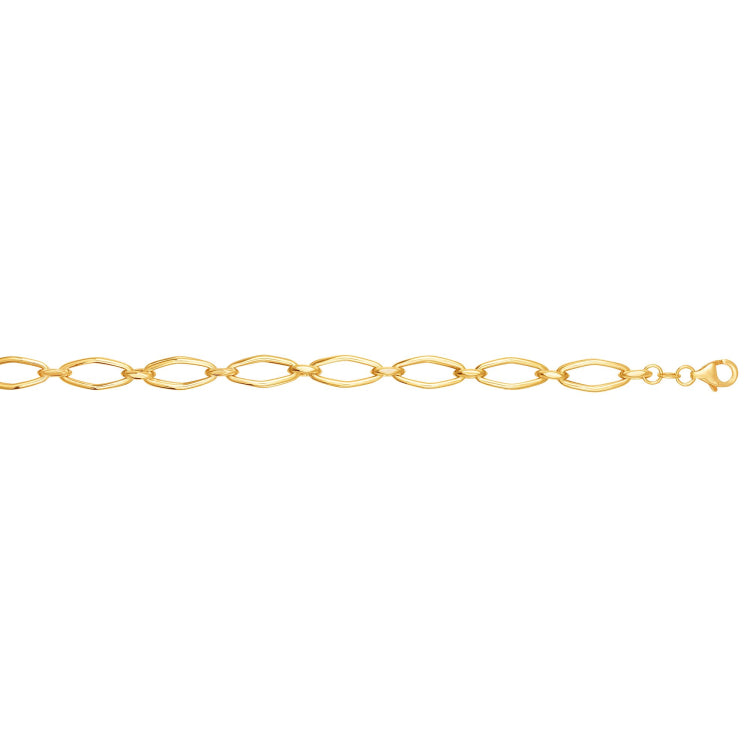 14K Yellow Gold Polished Marquise Link Chain