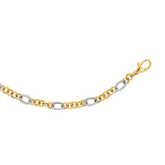 14K Two-Tone Gold Alternating Twisted Oval Rope Link Chain