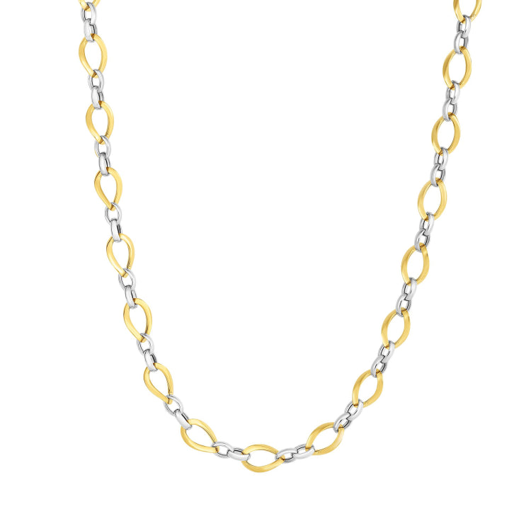 14K Two-Tone Gold Polished Twisted Oval Link Chain