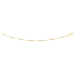 14K Tri-Color Gold Diamond Cut Bead Station Necklace