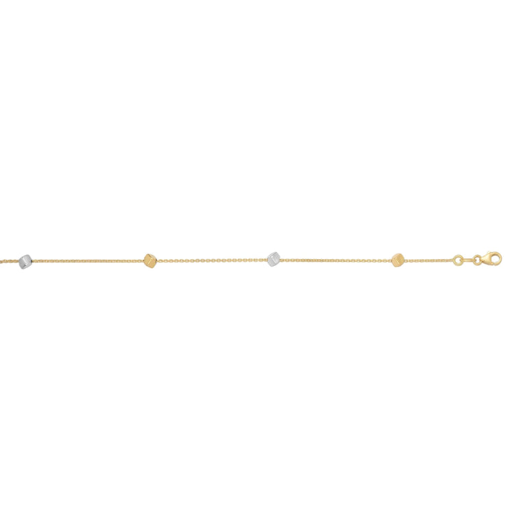 14K Two-Tone Gold Polished Cube Necklace