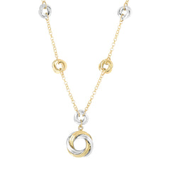 14K Two-Tone Gold Polished Love Knot Necklace
