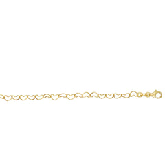 14K Gold Polished Heart Link Bracelet