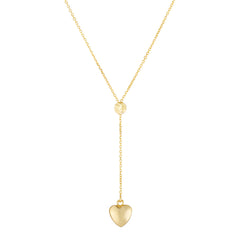 14K Gold Polished Heart Lariat Necklace