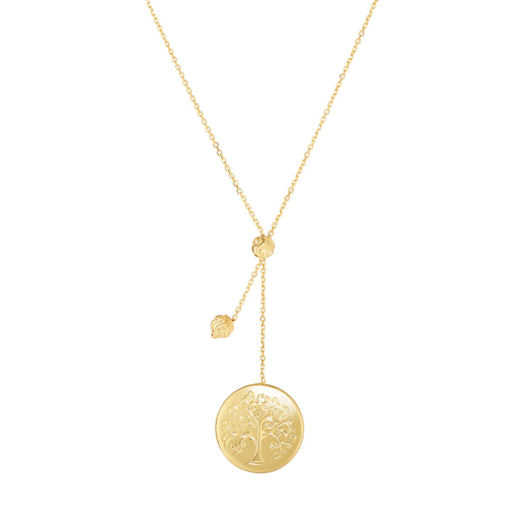 14K Gold Tree Of Life Lariat Necklace