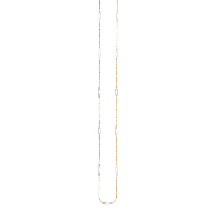 14K Two-Tone Gold Polished Open Oval Long Necklace