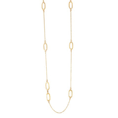 14K Gold Polished Open Oval Long Necklace