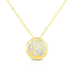 14K Gold Angel Mother Of Pearl Necklace