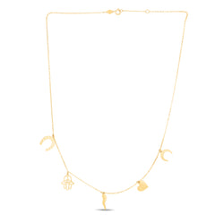 14K Gold Trend Charm Dangle Necklace