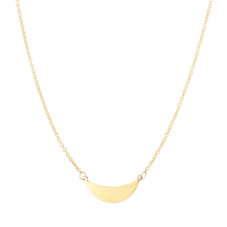 14K Gold  Polished Crescent Necklace